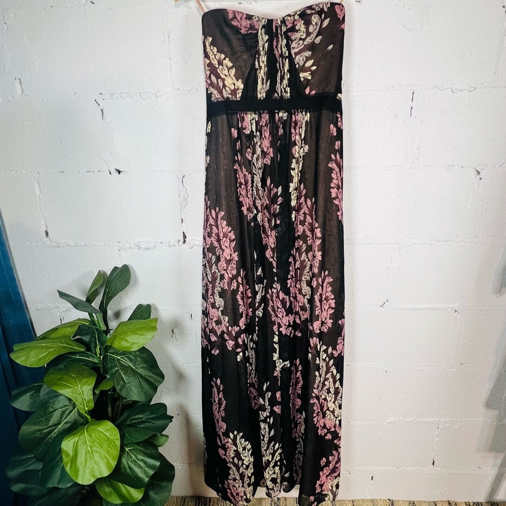 BCBG Maxazria Amber Strapless Floral Print Maxi Gown Dress- 12 - Picture 5 of 15